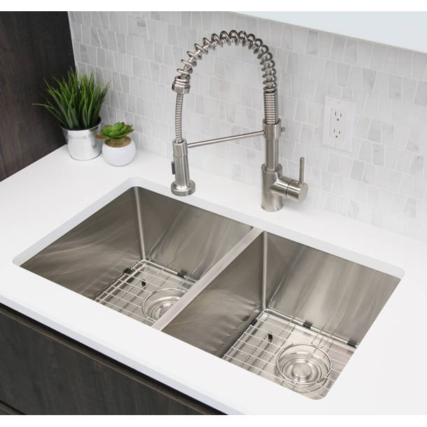 STYLISH 30 inch Double Bowl Undermount Stainless Steel Kitchen Sink & Reviews Wayfair